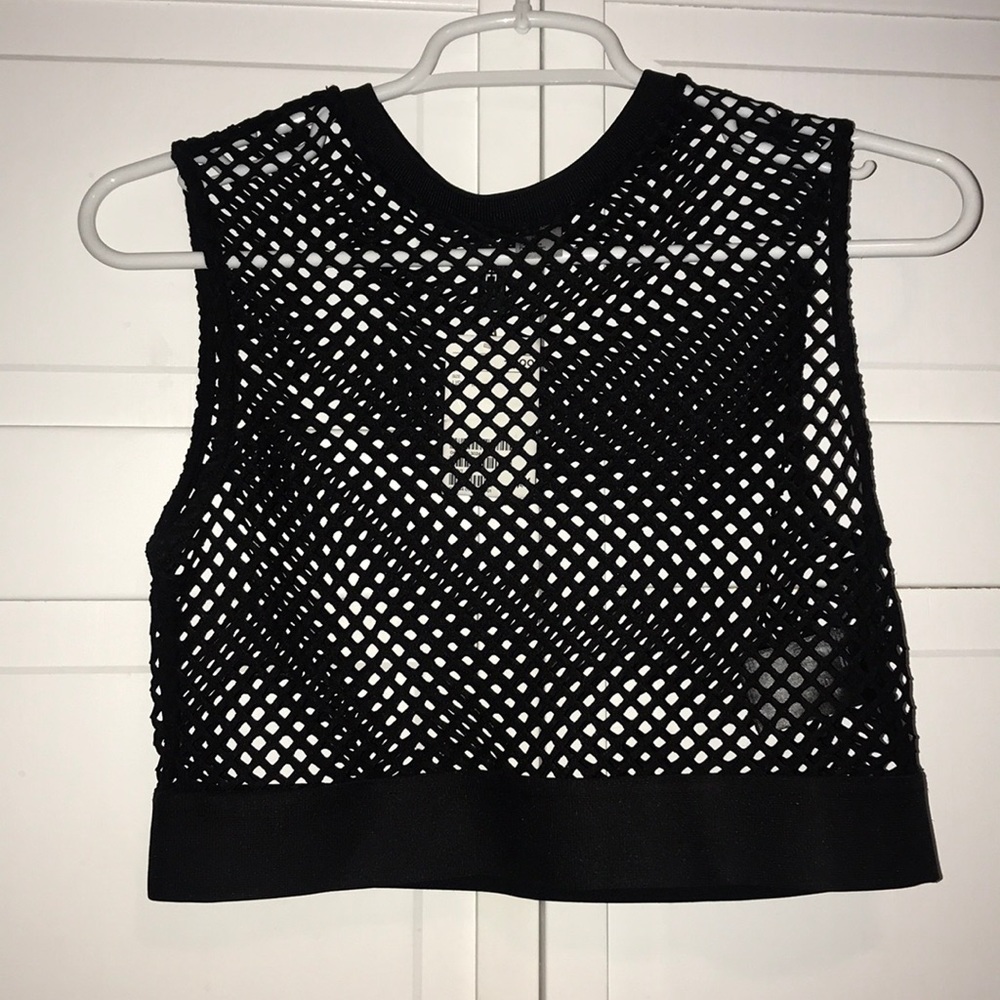 Black H&M see through cropped tank top size M